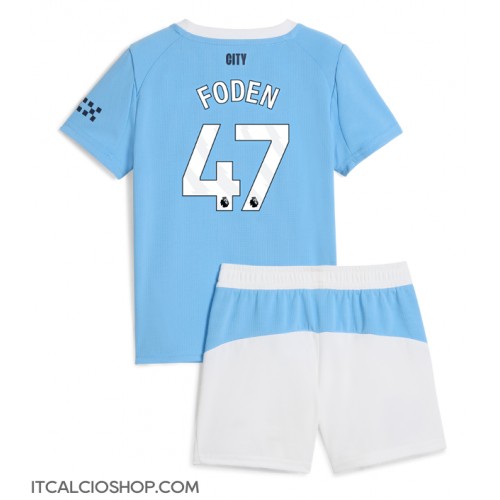Manchester City Phil Foden #47 Prima Maglia Bambino 2025-26 Manica Corta (+ Pantaloni corti)